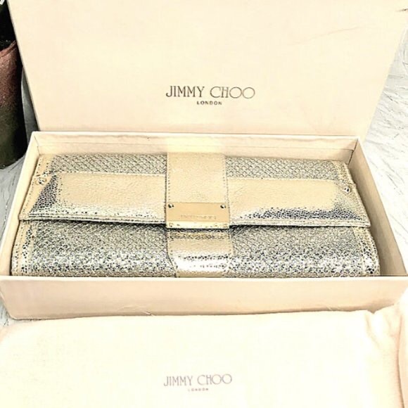 Jimmy Choo Metallic Clutch Bag - Picture 1 of 5